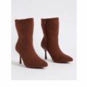 Torrid Size 10WW Stretch Knit Stiletto Heel Brown Bootie. New With Tags.